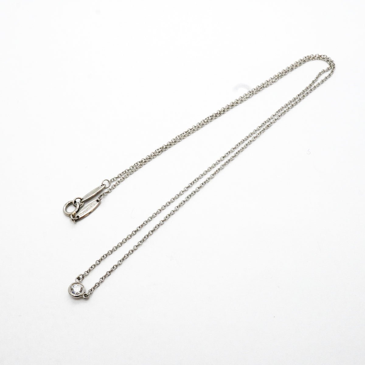【6jgb0877】ティファニー ネックレス バイザヤード 1PD Pt950 プラチナ ダイヤモンド【中古】レディース