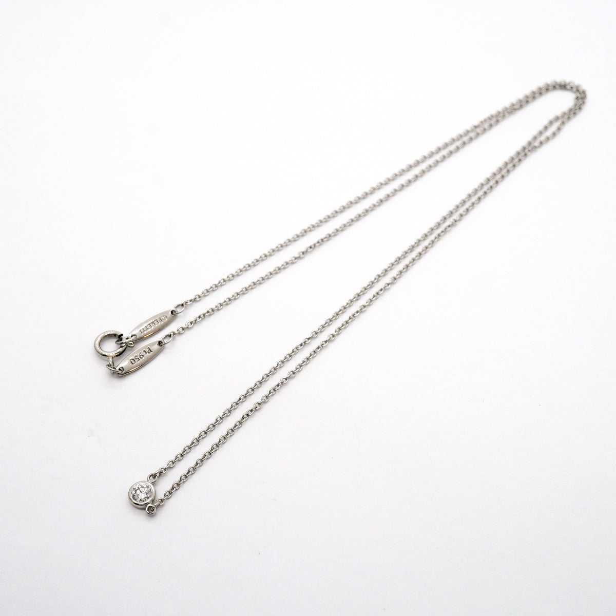 【6jgb0878】ティファニー ネックレス バイザヤード 1PD Pt950 プラチナ ダイヤモンド【中古】レディース