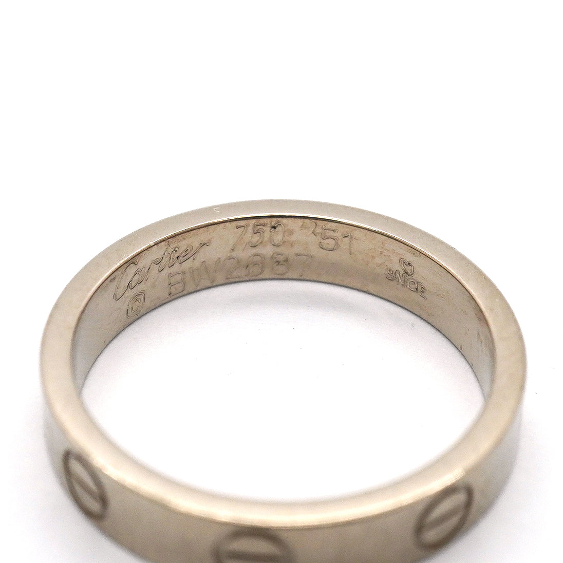 【6jgb0879】カルティエ リング ミニラブ K18WG ホワイトゴールド ＃51【中古】レディース