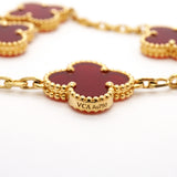 【6jgb0888】ヴァンクリーフ＆アーペル ブレスレット ヴィンテージ アルハンブラ 5モチーフ K18YG イエローゴールド カーネリアン レッド【中古】レディース