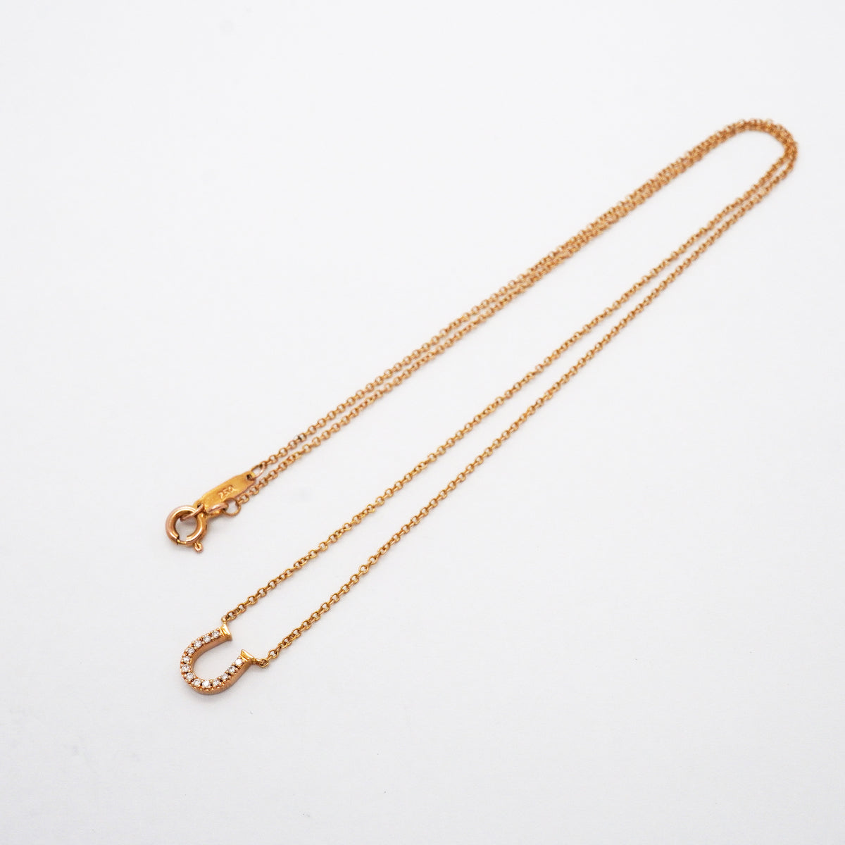 【6jgb0899】ティファニー ネックレス メトロ/ホースシュー K18PG ピンクゴールド ダイヤモンド【中古】レディース