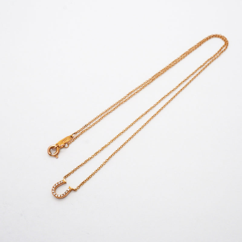 【6jgb0899】ティファニー ネックレス メトロ/ホースシュー K18PG ピンクゴールド ダイヤモンド【中古】レディース