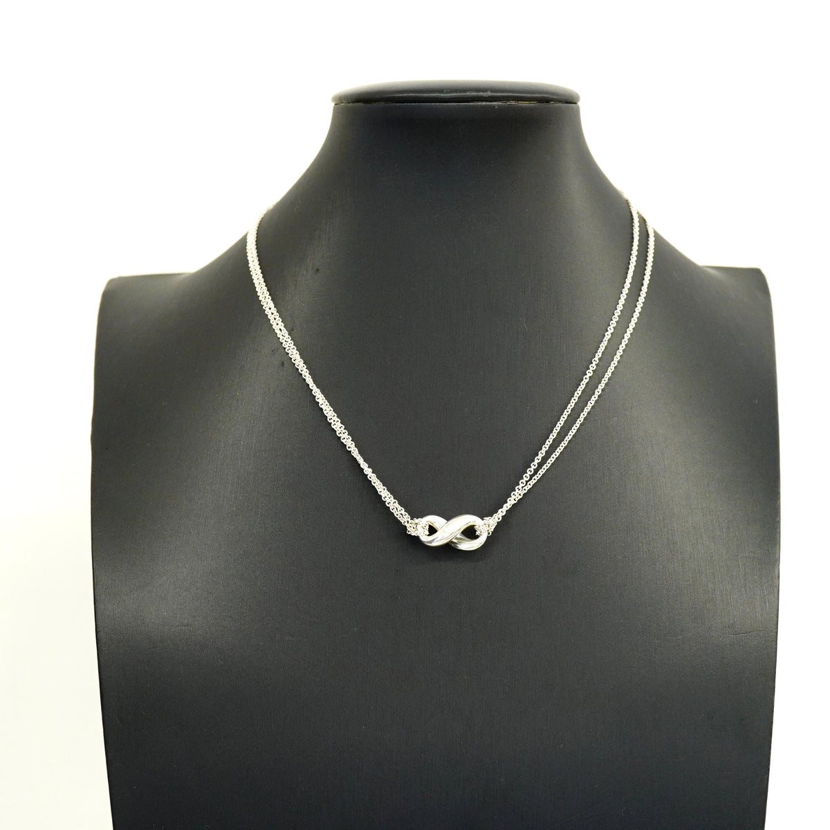 【6jgb0908-k】ティファニー ネックレス インフィニティ ダブルチェーン シルバー925【中古】レディース