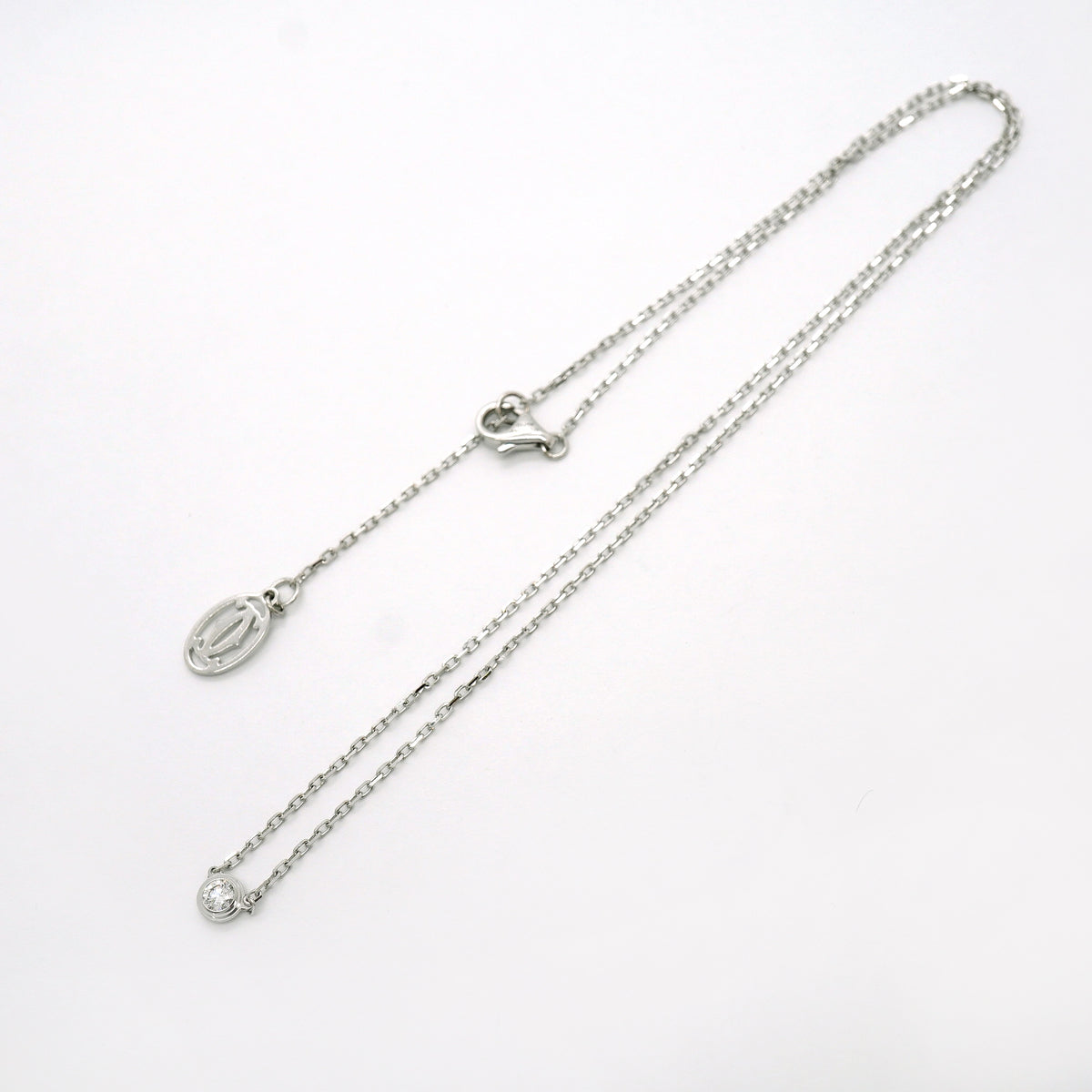 【6jgb0916】カルティエ ネックレス ダムール SM/1PD K18WG ホワイトゴールド ダイヤモンド【中古】レディース