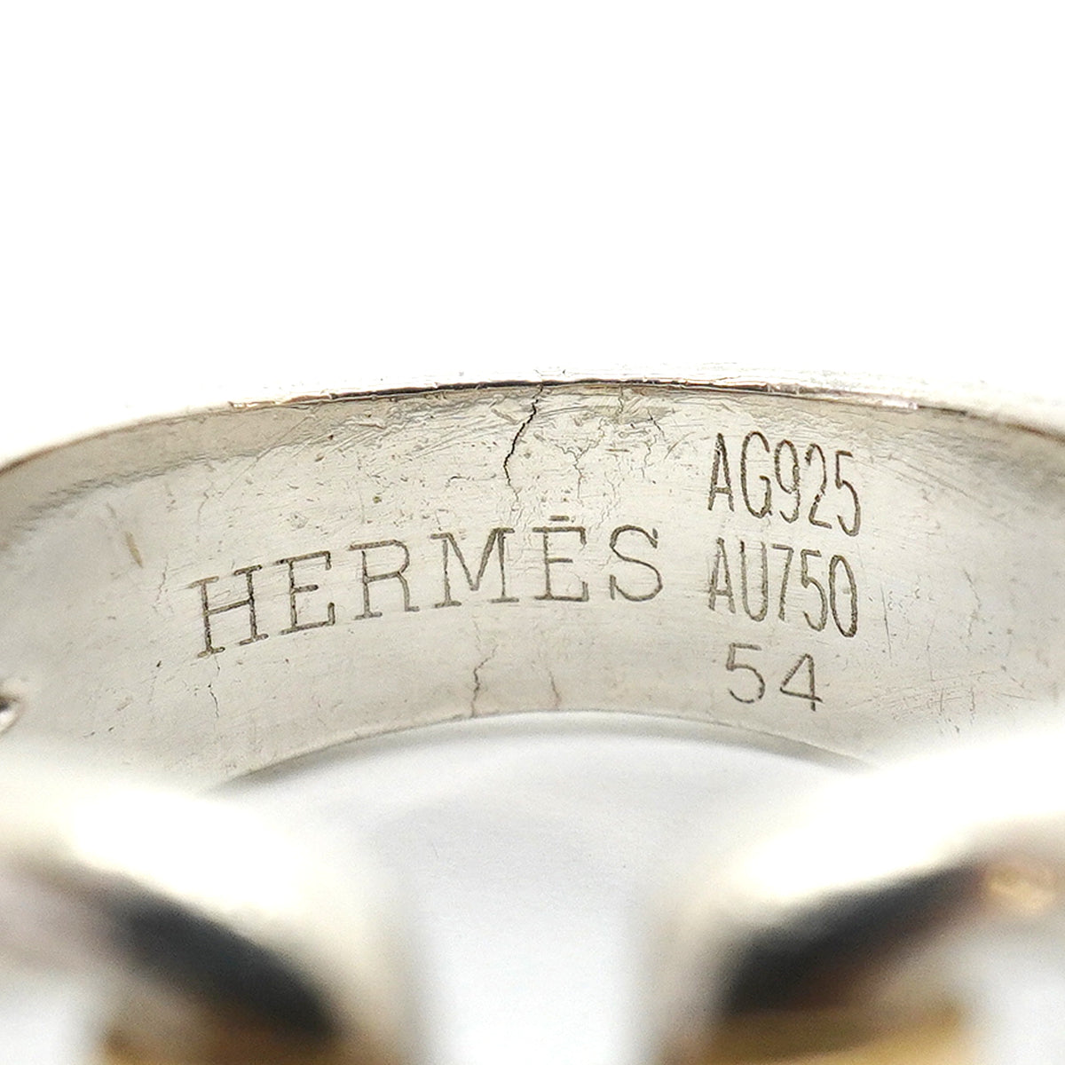 【6jhb0004】エルメス リング ヒストリー K18YG イエローゴールド シルバー925 ＃54【中古】レディース