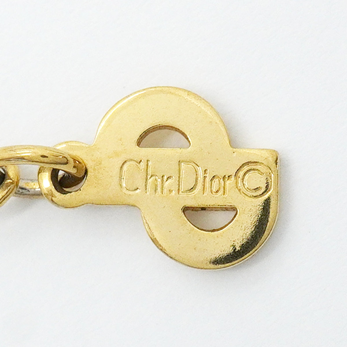 【6jhb0020】クリスチャンディオール ネックレス CDロゴ GPメッキ ラインストーン ゴールド【中古】レディース