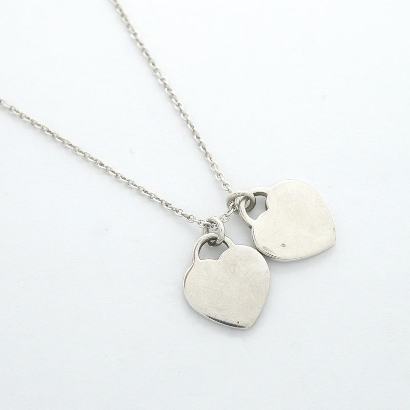 【6jhb0025-k】ティファニー ネックレス ダブルリターントゥハート シルバー925 ブルー【中古】レディース