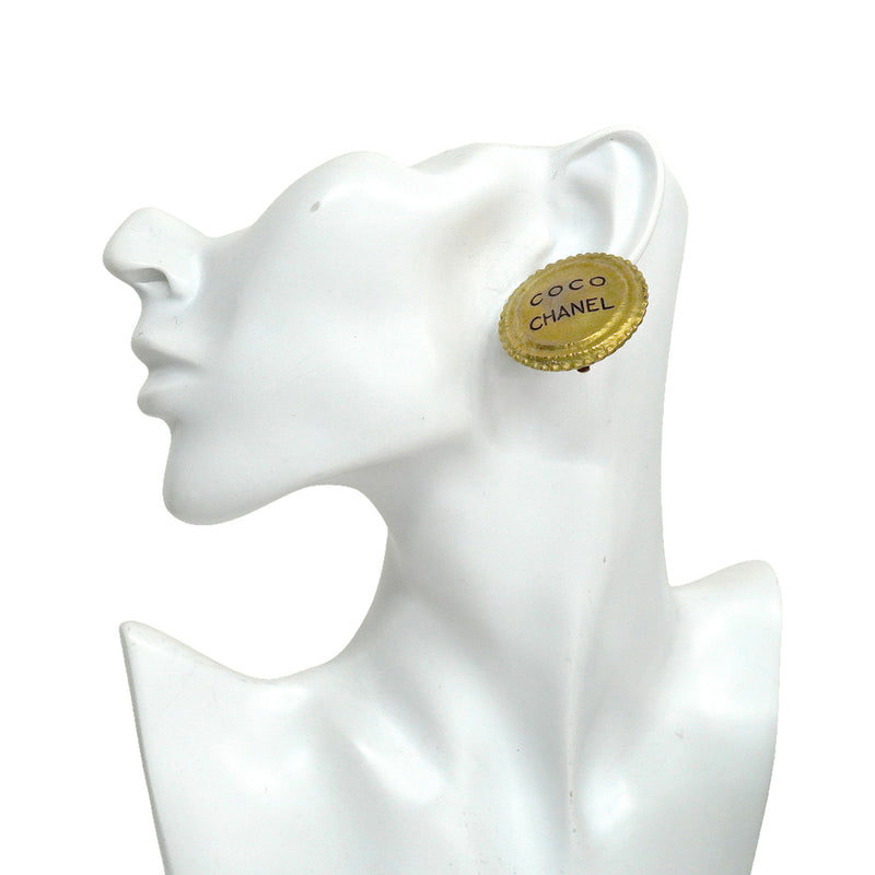 【6jhb0030-k】シャネル イヤリング ヴィンテージ シャネルロゴ GPメッキ ゴールド【中古】レディース