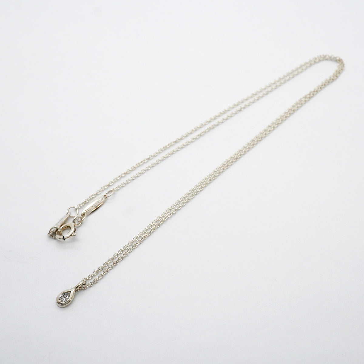 【6jhb0039-k】ティファニー ネックレス バイザヤード ペアシェイプ 1PD シルバー925 ダイヤモンド【中古】レディース