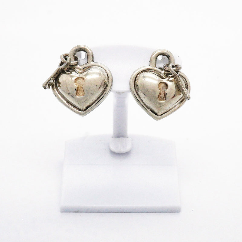 【6jhb0045】ティファニー ピアス ハートロック/キー シルバー925【中古】レディース