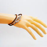 【6jhb0052-k】エルメス ブレスレット アタメ メタル レザー シルバー ブラウン【中古】レディース