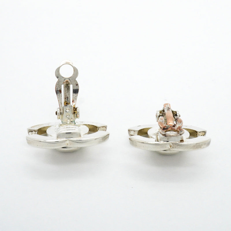 【6jhb0055-k】シャネル イヤリング ヴィンテージ ココマーク ターンロック メタル シルバー【中古】レディース
