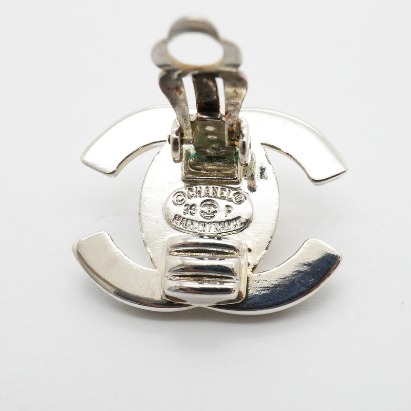 【6jhb0055-k】シャネル イヤリング ヴィンテージ ココマーク ターンロック メタル シルバー【中古】レディース