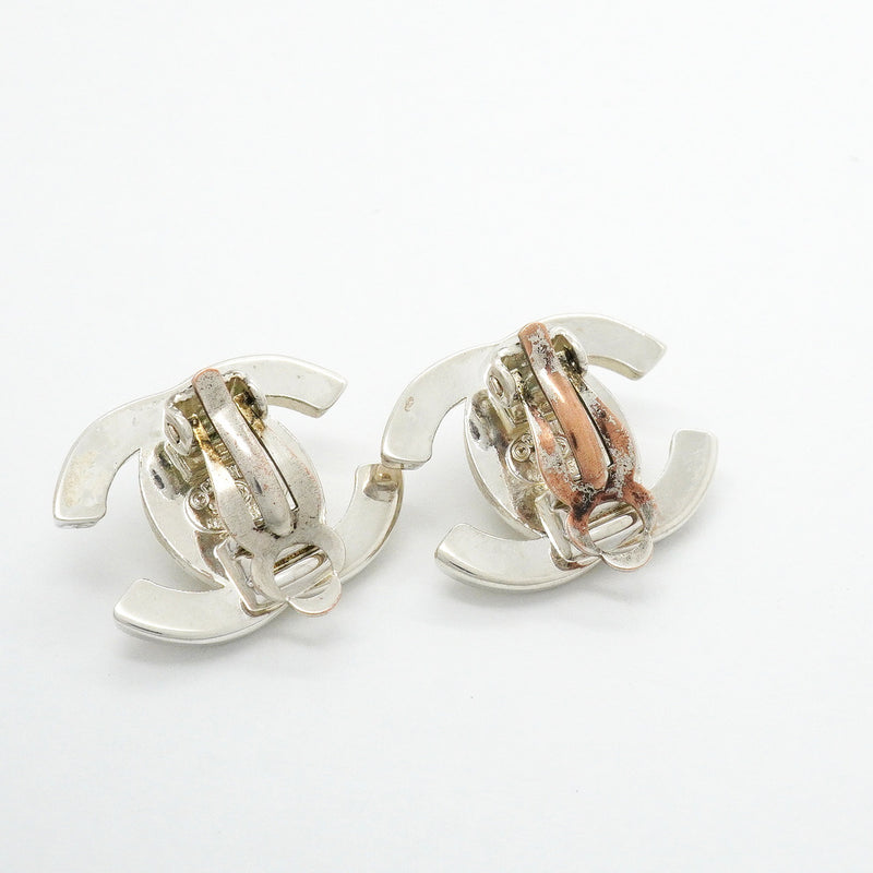 【6jhb0055-k】シャネル イヤリング ヴィンテージ ココマーク ターンロック メタル シルバー【中古】レディース