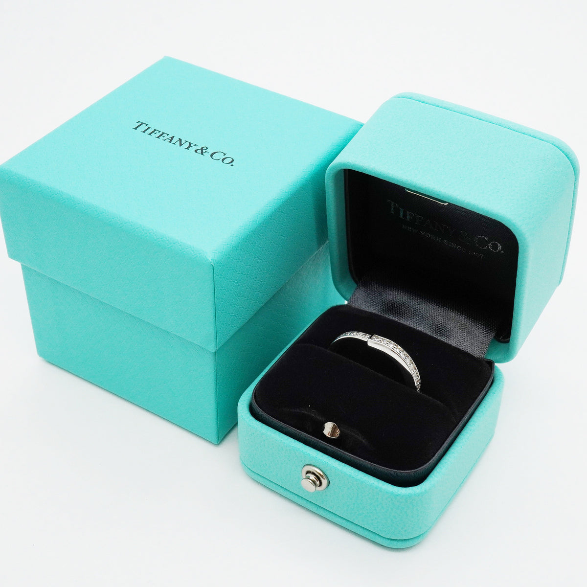【6jhb0060】ティファニー リング ロック フルダイヤ K18WG ホワイトゴールド ダイヤモンド 0.36ct 8.5号【中古】レディース