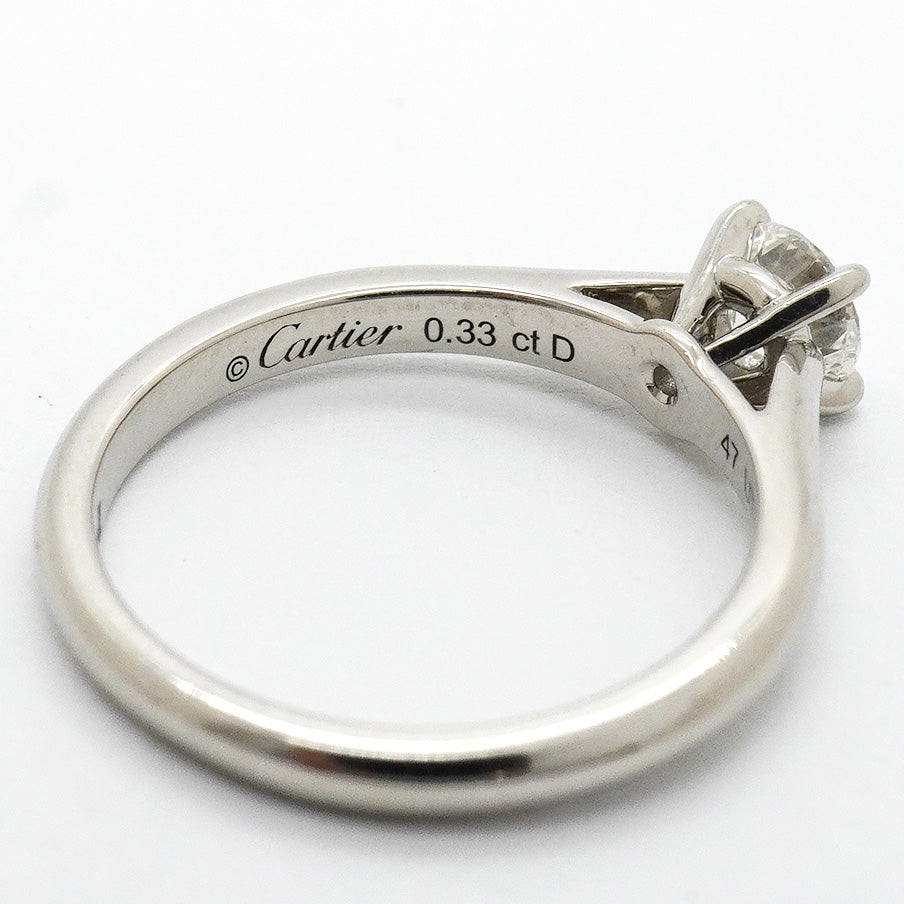 【6jhb0063】カルティエ リング ソリテール 1PD Pt950 プラチナ ダイヤモンド 0.33ct ＃47【中古】レディース