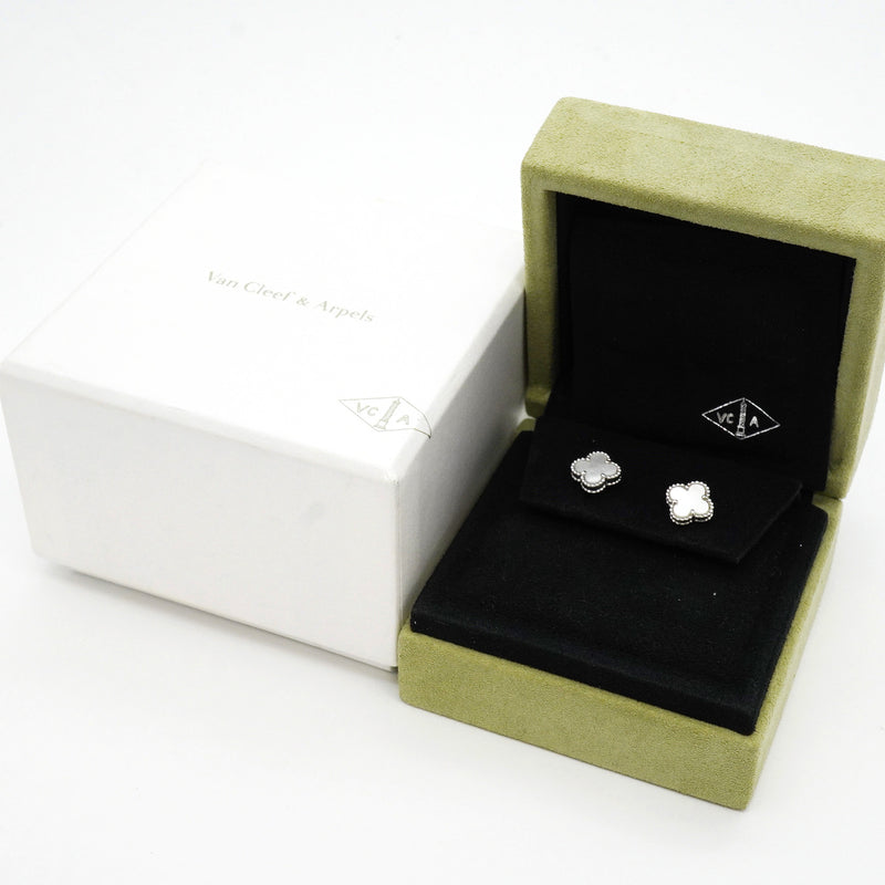 【6jhb0065】ヴァンクリーフ＆アーペル ピアス スウィート アルハンブラ K18WG ホワイトゴールド マザーオブパール【中古】レディース