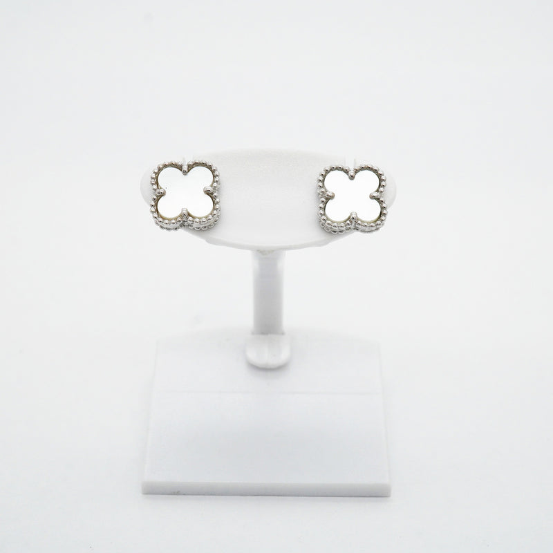 【6jhb0065】ヴァンクリーフ＆アーペル ピアス スウィート アルハンブラ K18WG ホワイトゴールド マザーオブパール【中古】レディース