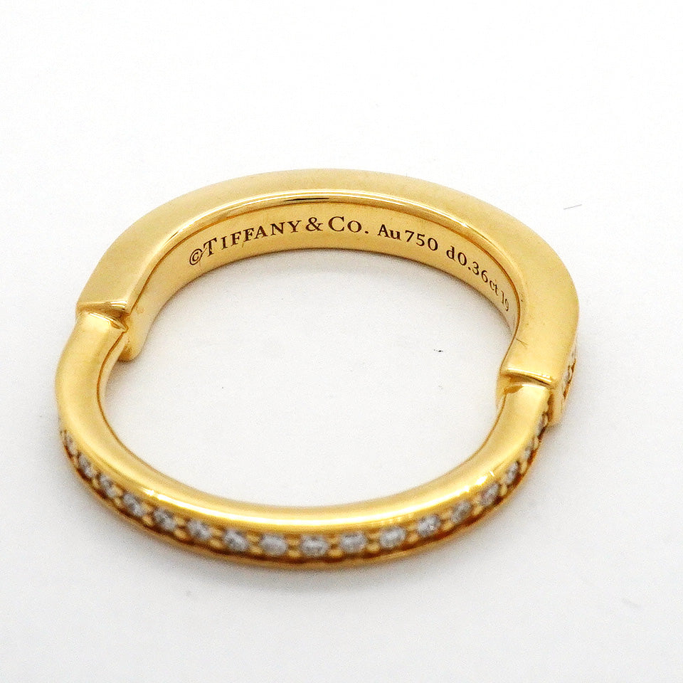 【6jhb0068】ティファニー リング ロック フルダイヤ K18YG イエローゴールド ダイヤモンド 0.36ct 7.5号【中古】レディース