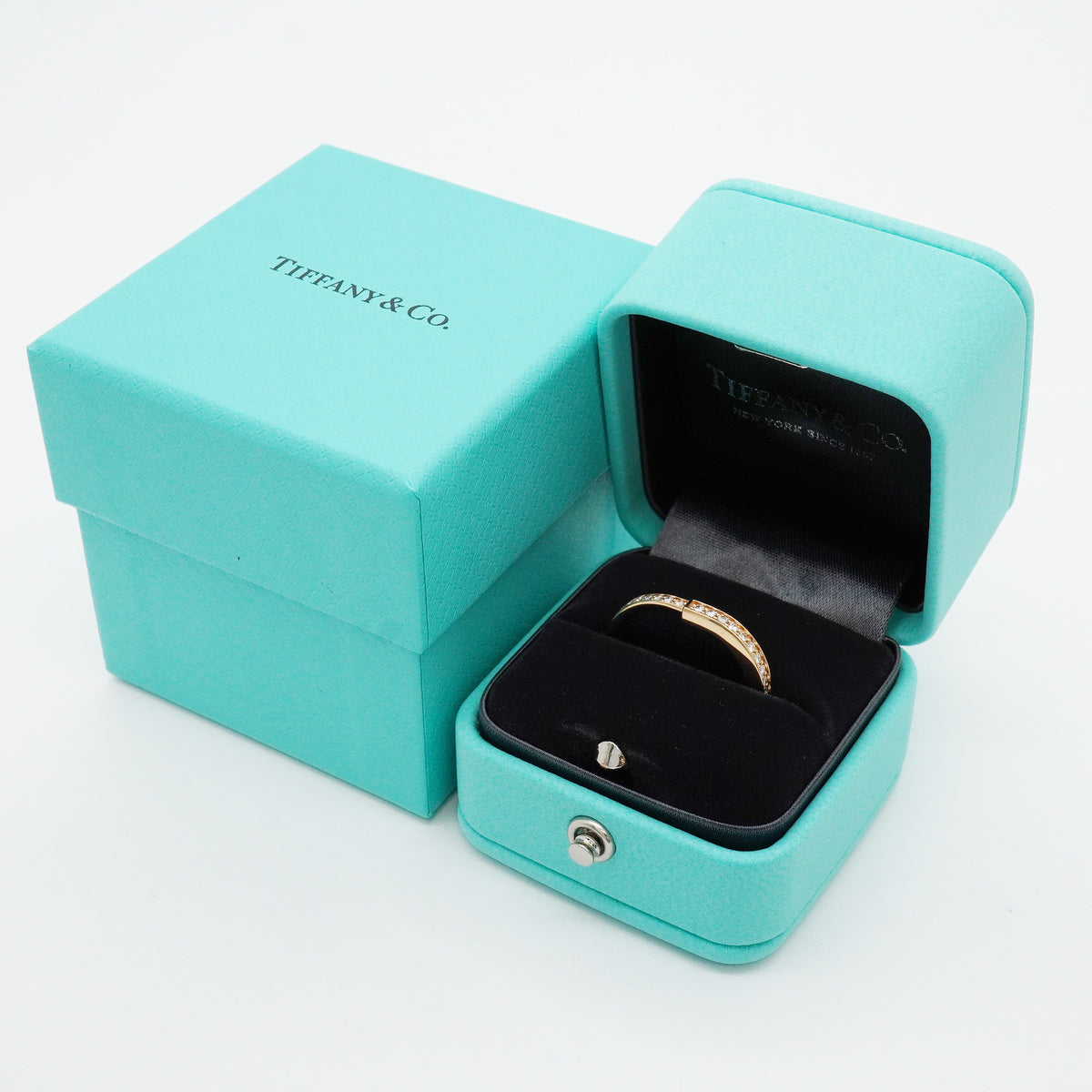 【6jhb0069】ティファニー リング ロック フルダイヤ K18PG ピンクゴールド ダイヤモンド 0.36ct 8号【中古】レディース