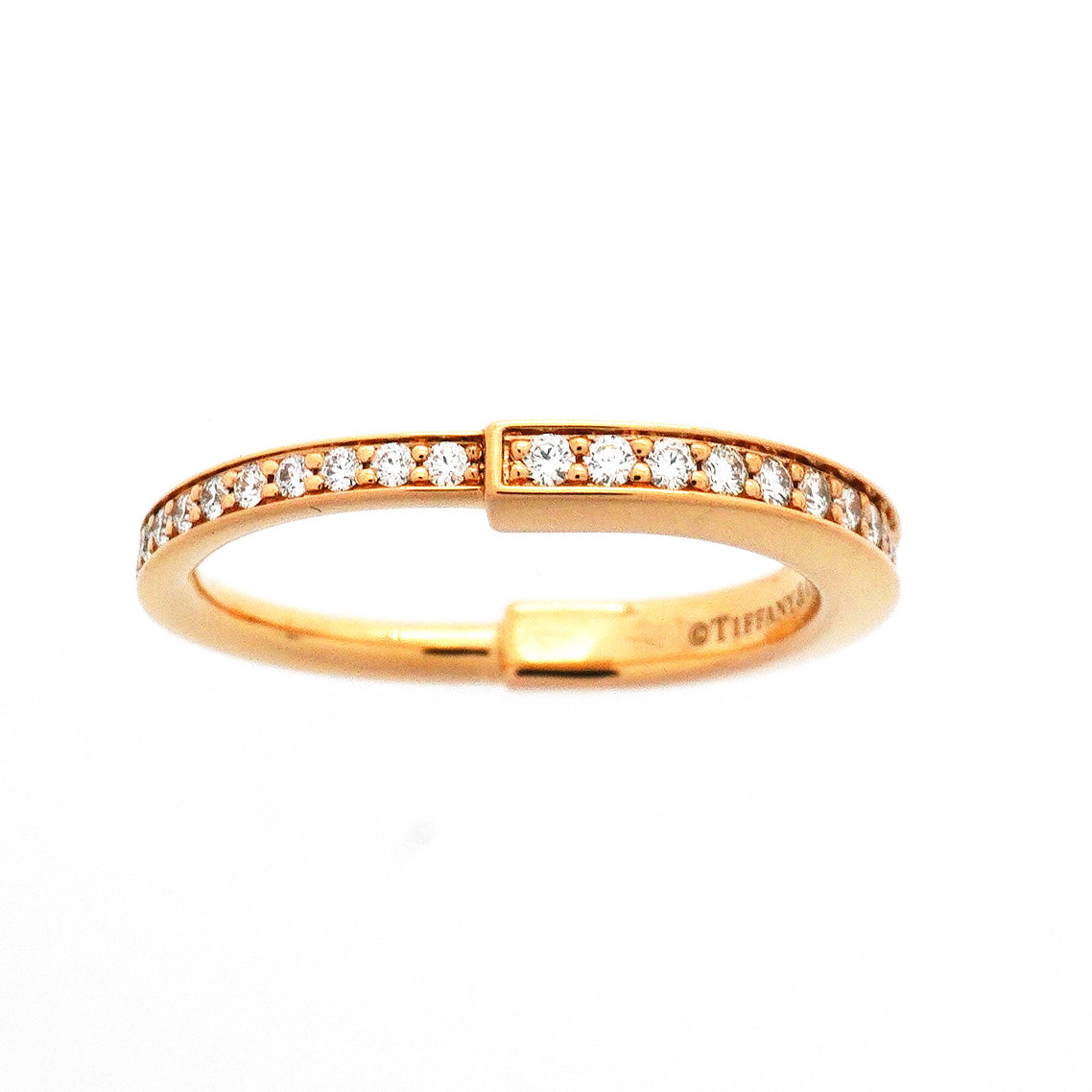 【6jhb0069】ティファニー リング ロック フルダイヤ K18PG ピンクゴールド ダイヤモンド 0.36ct 8号【中古】レディース