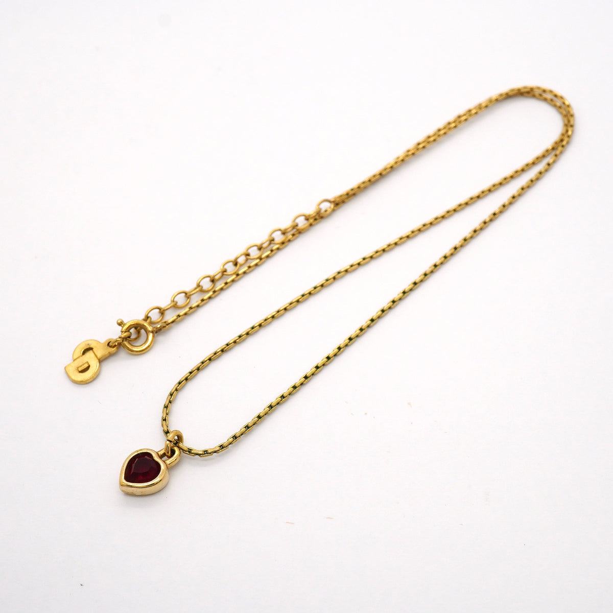 【6jhb0082-k】クリスチャンディオール ネックレス GPメッキ カラーストーン ゴールド レッド【中古】レディース