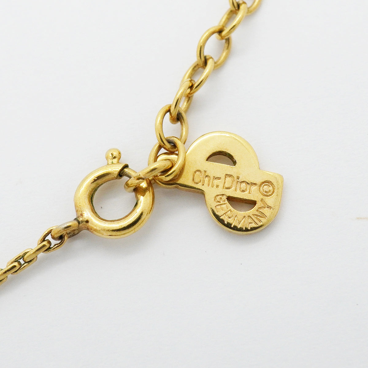 【6jhb0082-k】クリスチャンディオール ネックレス GPメッキ カラーストーン ゴールド レッド【中古】レディース