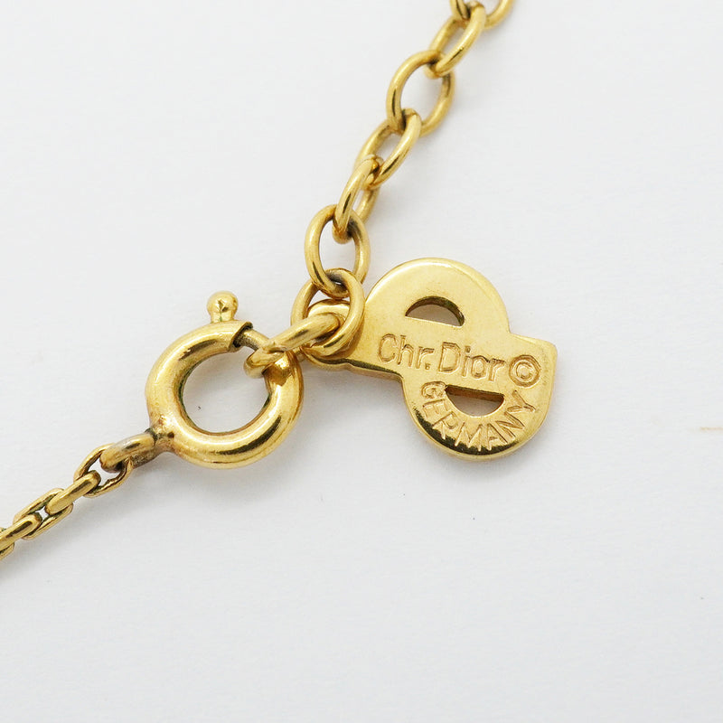 【6jhb0082-k】クリスチャンディオール ネックレス GPメッキ カラーストーン ゴールド レッド【中古】レディース