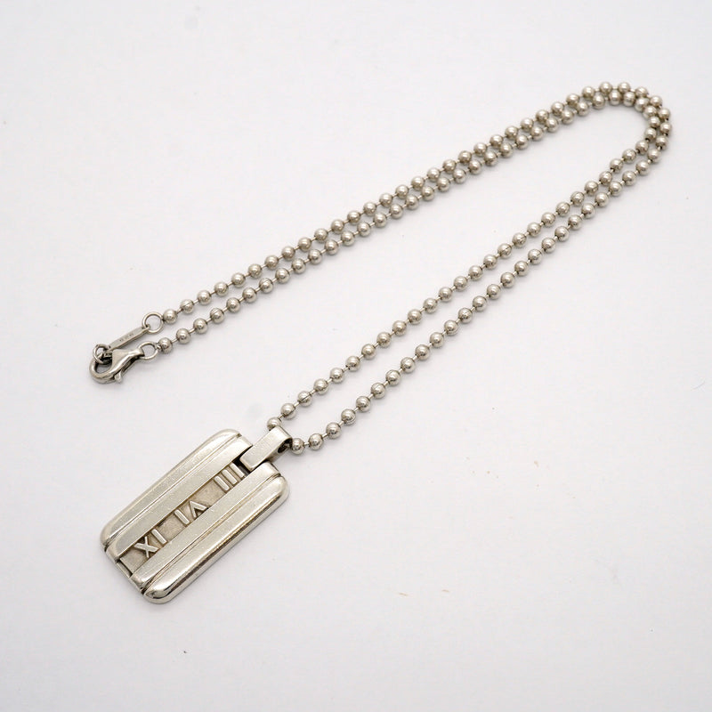 【6jhb0089-k】ティファニー ネックレス アトラス プレート/ボールチェーン シルバー925【中古】レディース