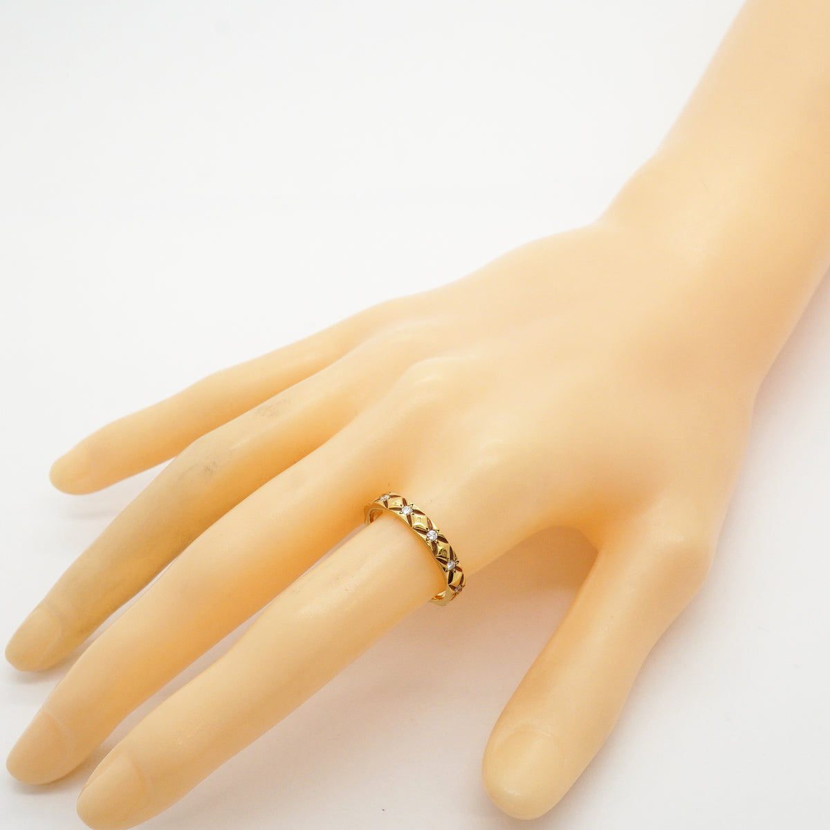 【6jhb0093】シャネル リング マトラッセ K18YG イエローゴールド ダイヤモンド ＃58【中古】メンズ