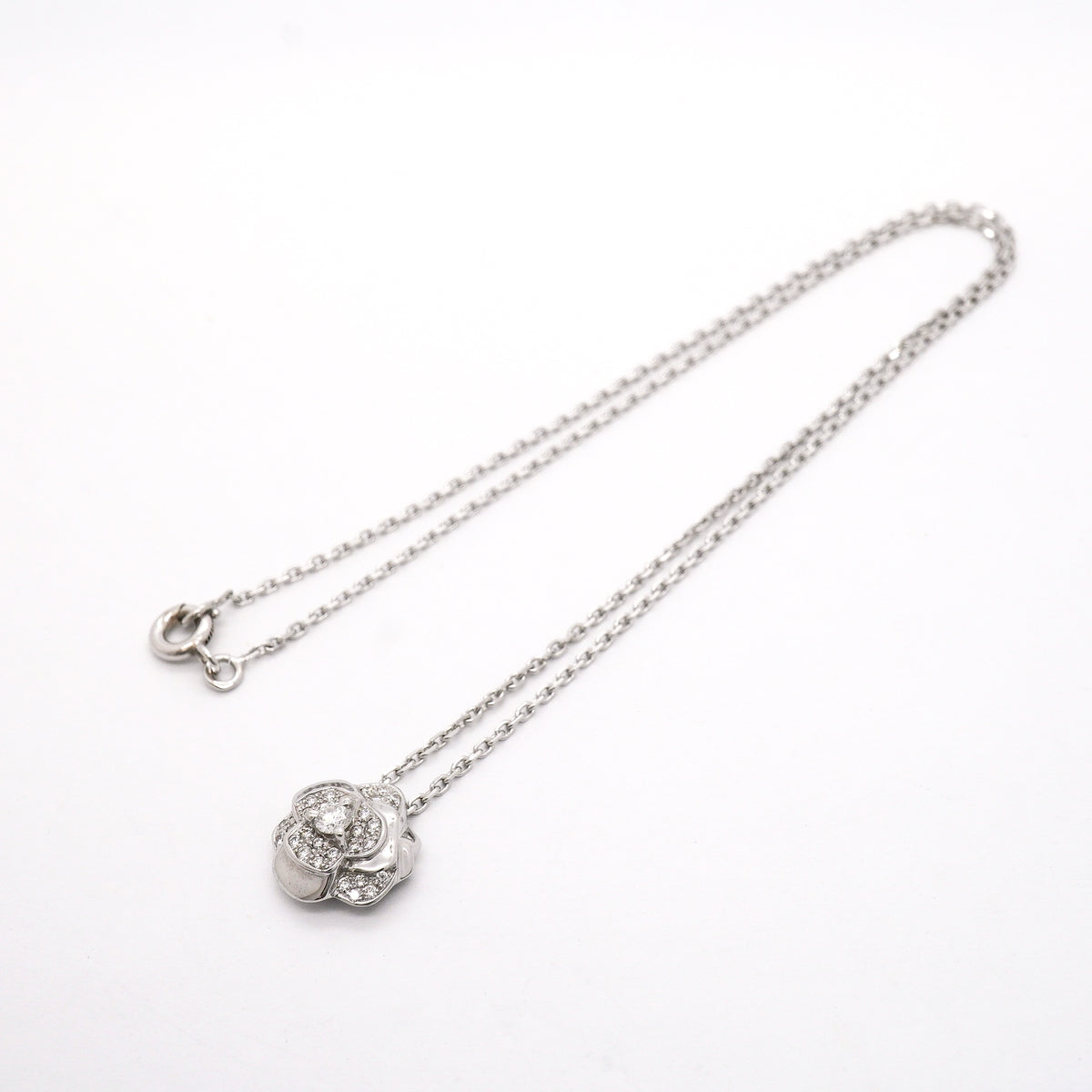 【6jhb0129】シャネル ネックレス カメリア K18WG ホワイトゴールド ダイヤモンド【中古】レディース