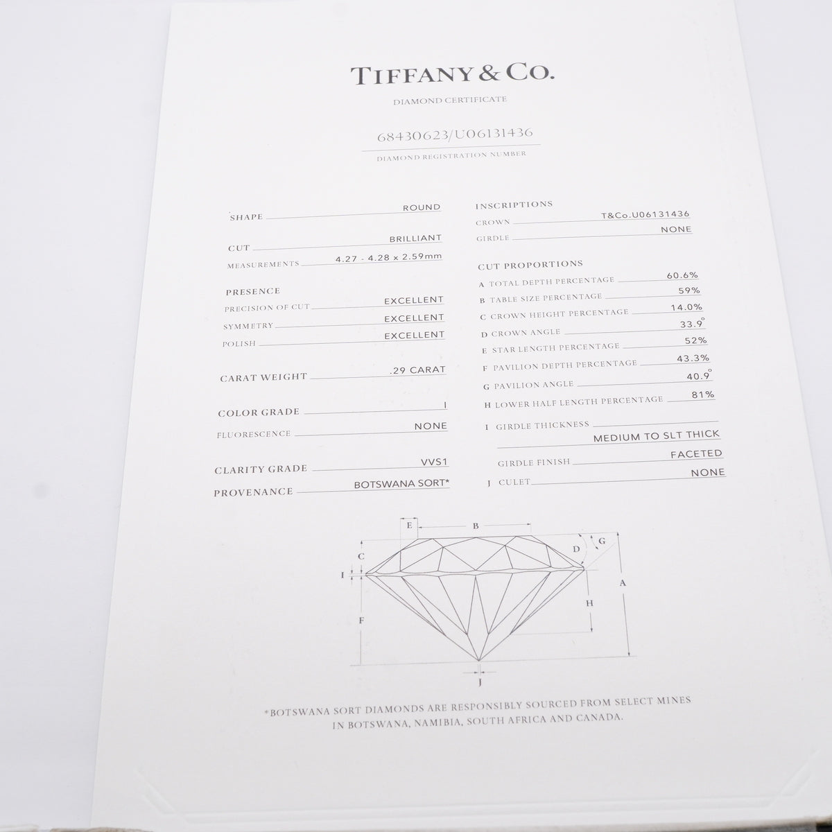 【6jhb0184】ティファニー リング ハーモニー 1PD Pt950 プラチナ ダイヤモンド 0.29ct 7.5号【中古】レディース