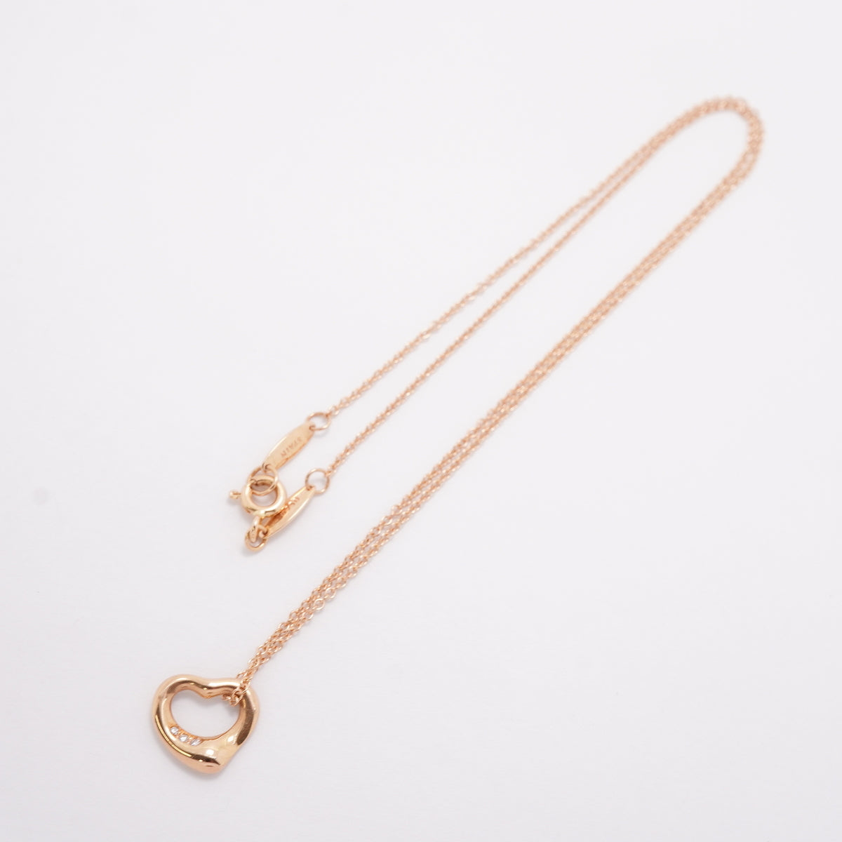 【6jhb0185】ティファニー ネックレス オープンハート 3PD K18PG ピンクゴールド ダイヤモンド【中古】レディース