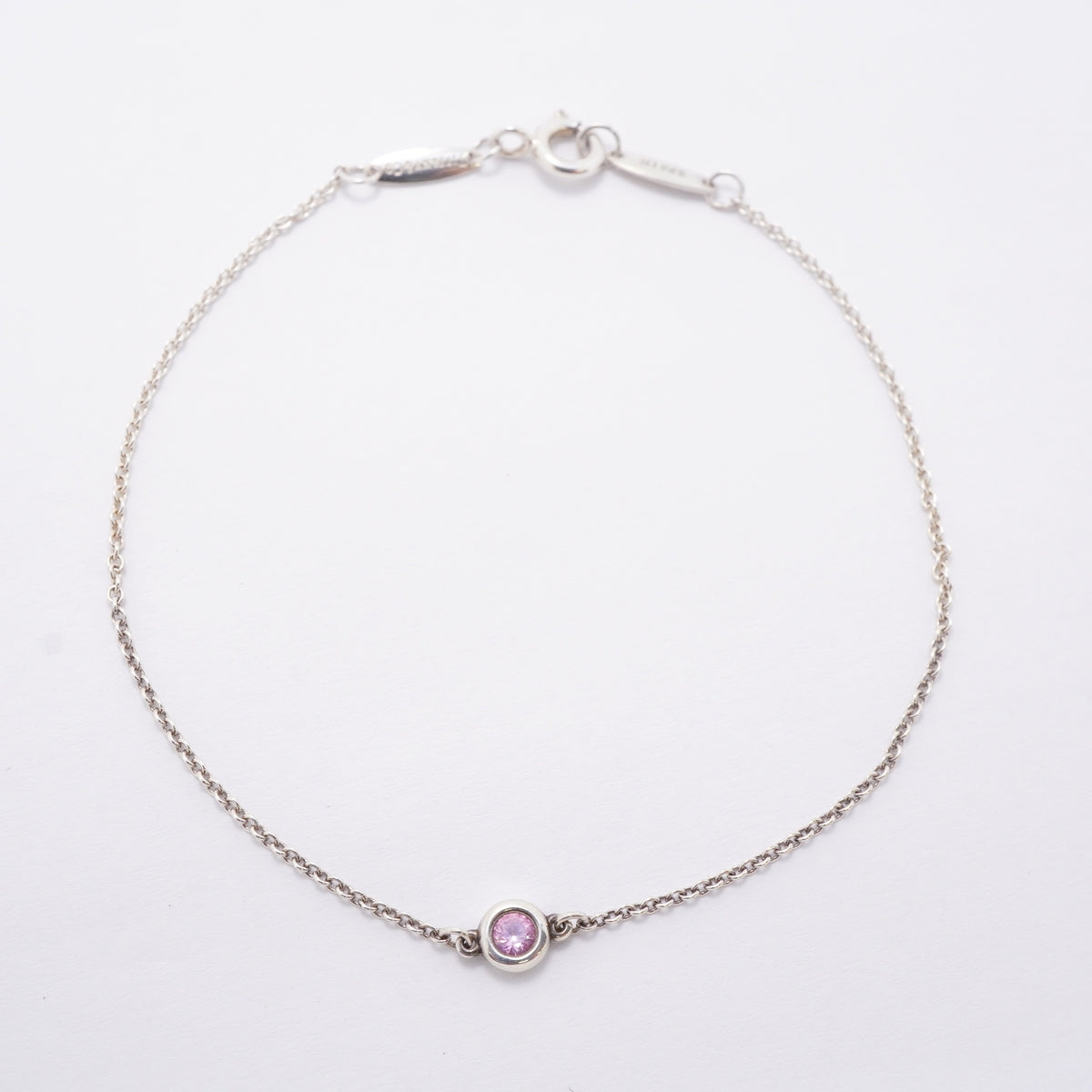 【6jhb0190-k】ティファニー ブレスレット バイザヤード シルバー925 ピンクサファイア【中古】レディース