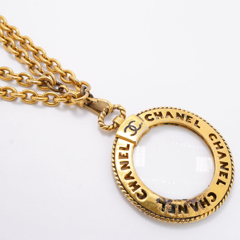 【6jhb0194-k】シャネル ネックレス ヴィンテージ ココマーク シャネルロゴ/ルーペ GPメッキ ゴールド【中古】レディース