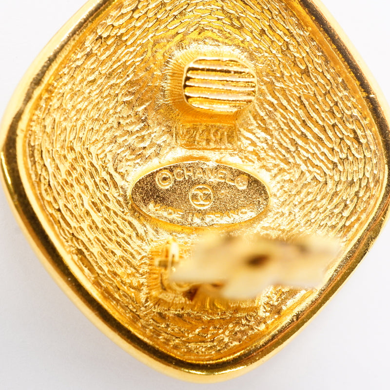 【6jhb0213-k】シャネル イヤリング ヴィンテージ ココマーク 菱形 GPメッキ ゴールド【中古】レディース