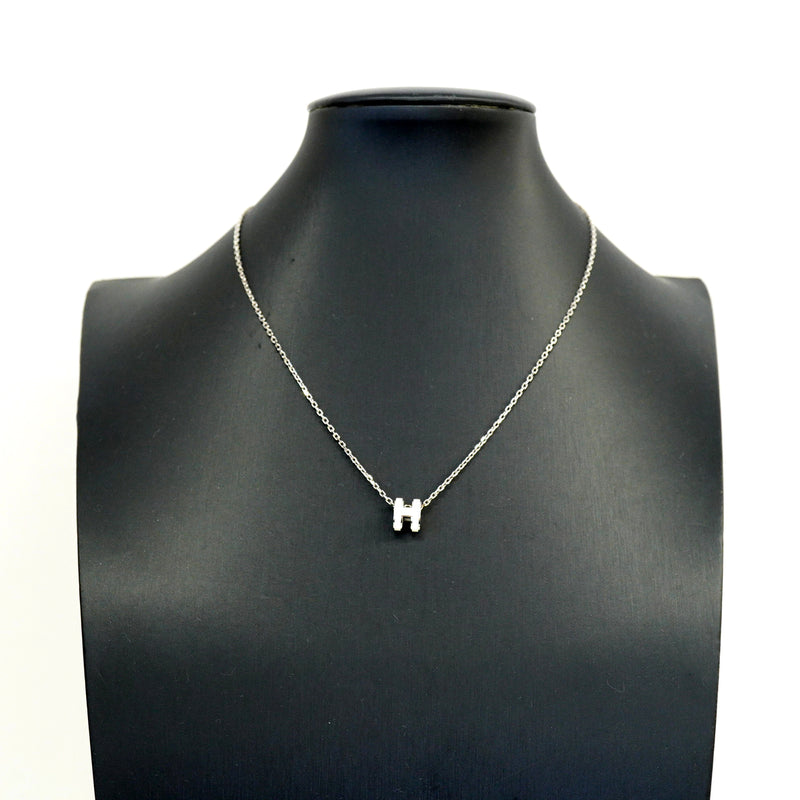 【6jhb0219】エルメス ネックレス ミニポップアッシュ メタル シルバー ホワイト【中古】レディース