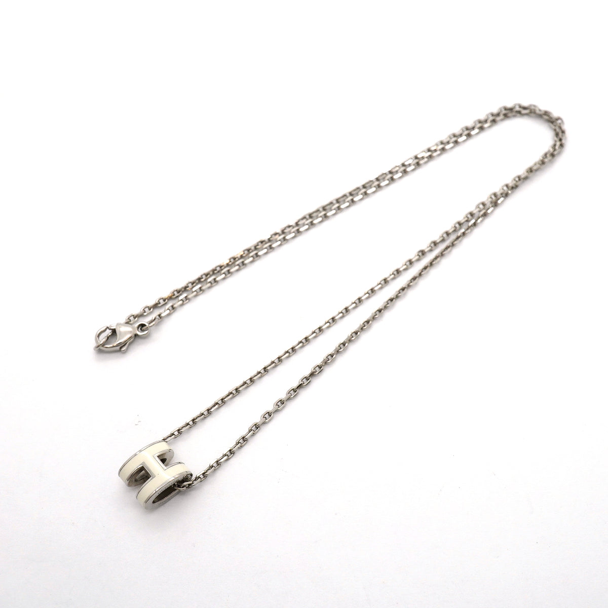 【6jhb0219】エルメス ネックレス ミニポップアッシュ メタル シルバー ホワイト【中古】レディース