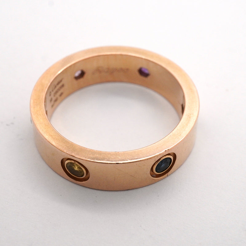 【6jhb0225】カルティエ リング ラブ K18PG ピンクゴールド マルチストーン マルチカラー ＃58【中古】メンズ