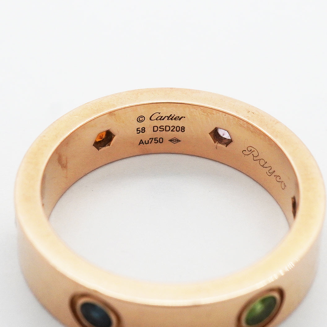 【6jhb0225】カルティエ リング ラブ K18PG ピンクゴールド マルチストーン マルチカラー ＃58【中古】メンズ