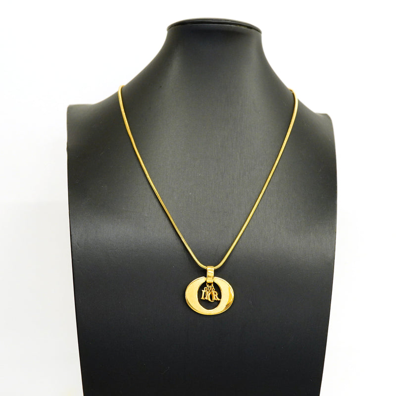 【6jhb0228】クリスチャンディオール ネックレス ディオールロゴ GPメッキ ゴールド【中古】レディース