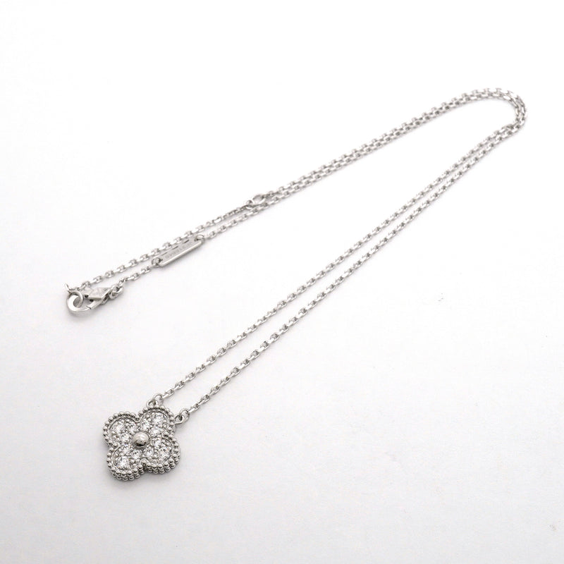 【6jhb0232】ヴァンクリーフ＆アーペル ネックレス ヴィンテージ アルハンブラ K18WG ホワイトゴールド ダイヤモンド【中古】レディース