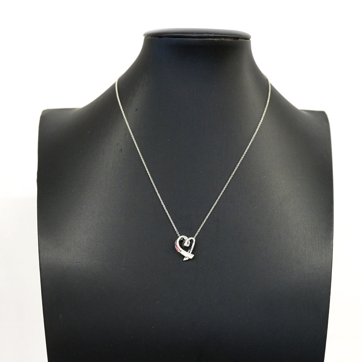 【6jhb0270】ティファニー ネックレス ラビングハート シルバー925 レッド【中古】レディース