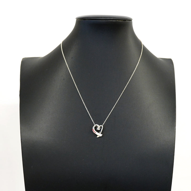 【6jhb0270】ティファニー ネックレス ラビングハート シルバー925 レッド【中古】レディース