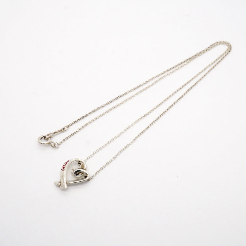 【6jhb0270】ティファニー ネックレス ラビングハート シルバー925 レッド【中古】レディース