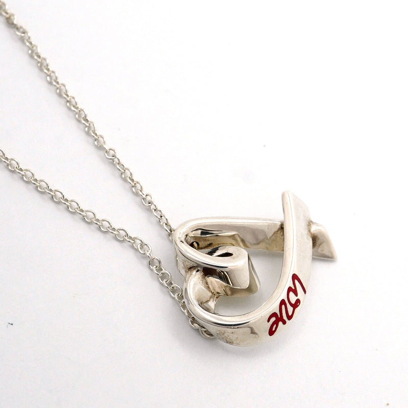 【6jhb0270】ティファニー ネックレス ラビングハート シルバー925 レッド【中古】レディース