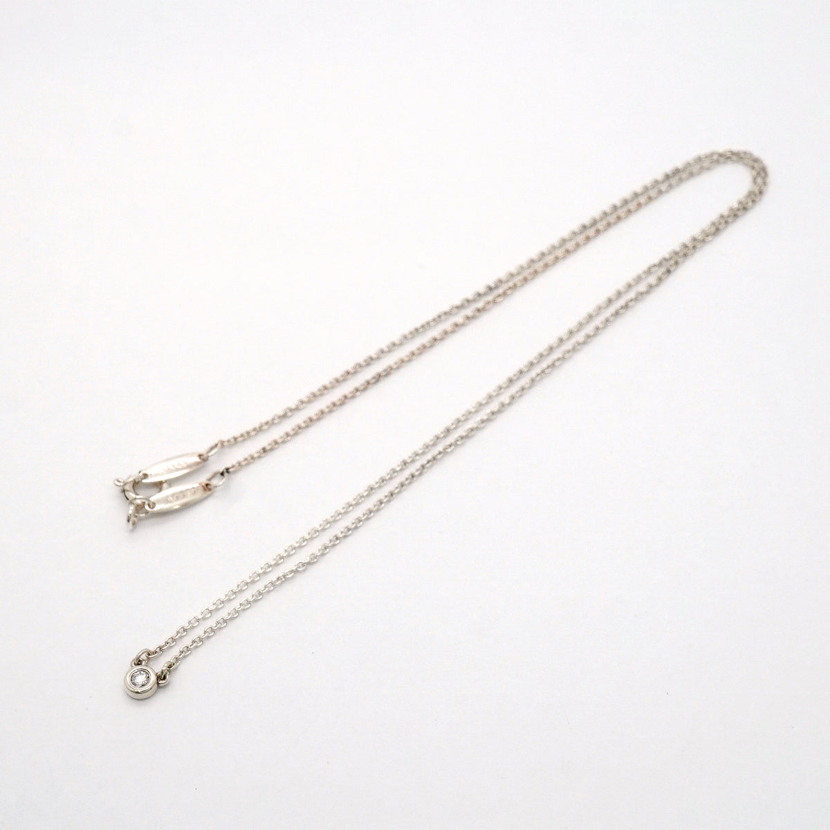 【6jhb0310-k】ティファニー ネックレス バイザヤード 1PD シルバー925 ダイヤモンド【中古】レディース