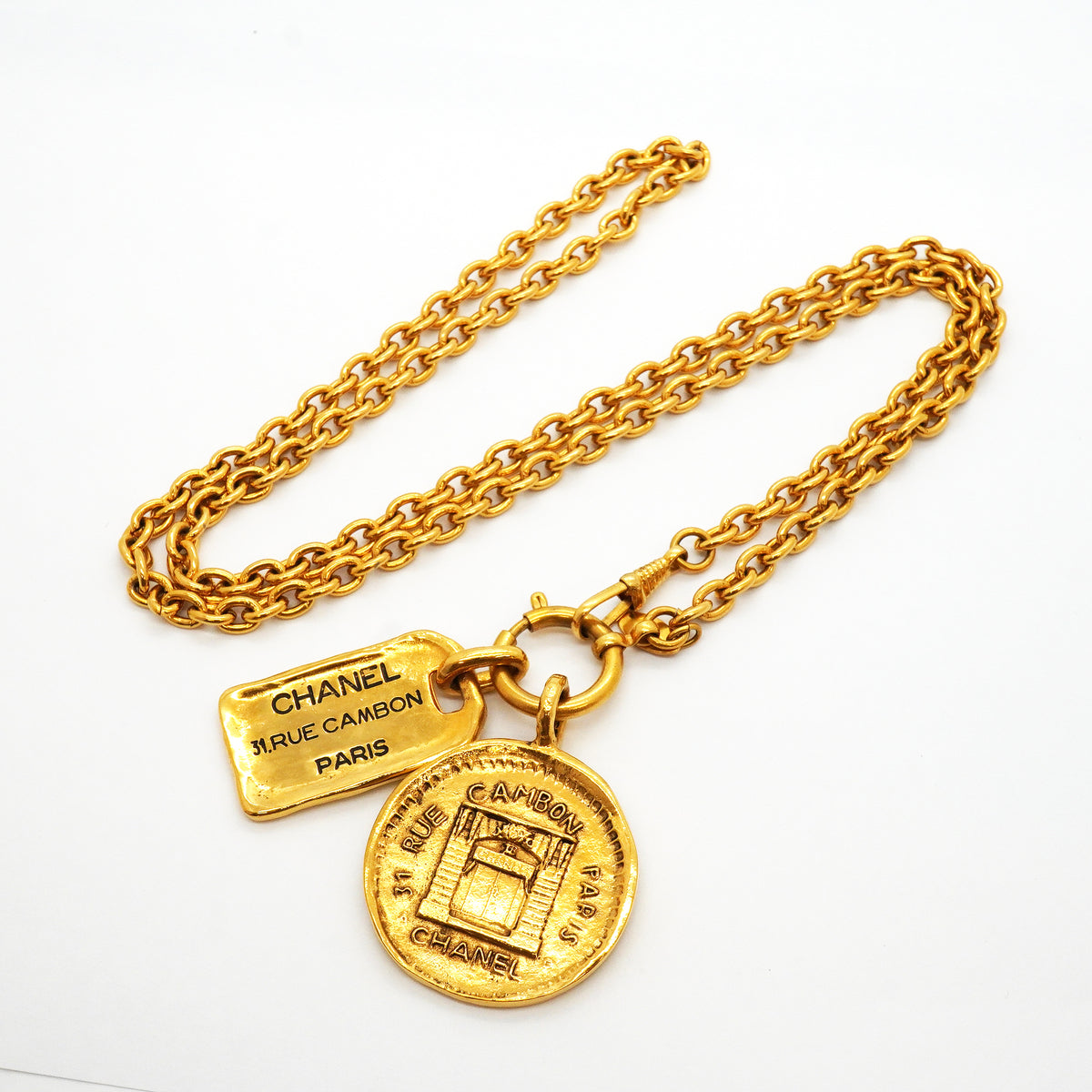 【6jhb0316-k】シャネル ネックレス ヴィンテージ ココマーク シャネルロゴ/カンボン GPメッキ ゴールド【中古】レディース