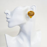 【6jhb0321-k】シャネル イヤリング ヴィンテージ ココマーク 丸型 サークル GPメッキ フェイクパール ゴールド【中古】レディース