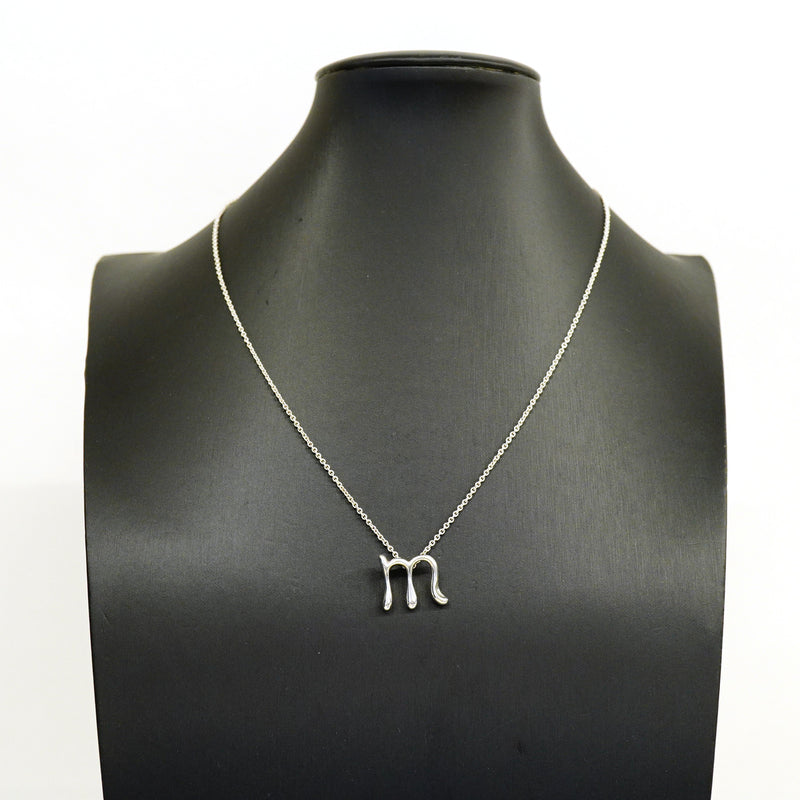 【6jhb0323-k】ティファニー ネックレス イニシャルM シルバー925【中古】レディース